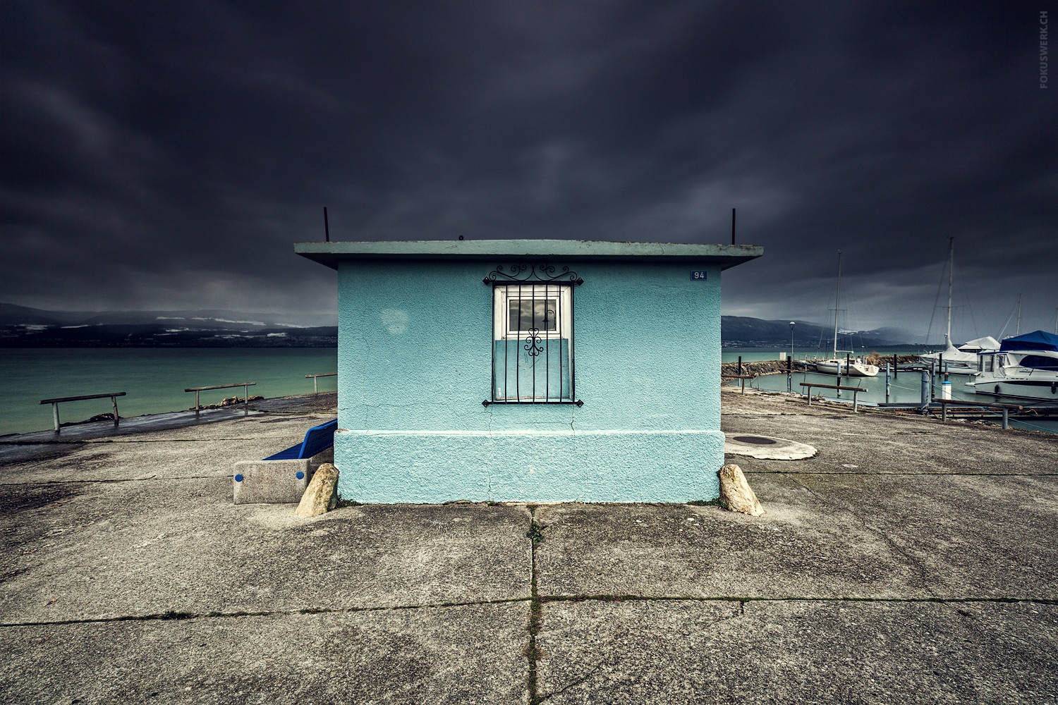 Dark cluds over Portalban at the lake Neuchâtel, Switzerland