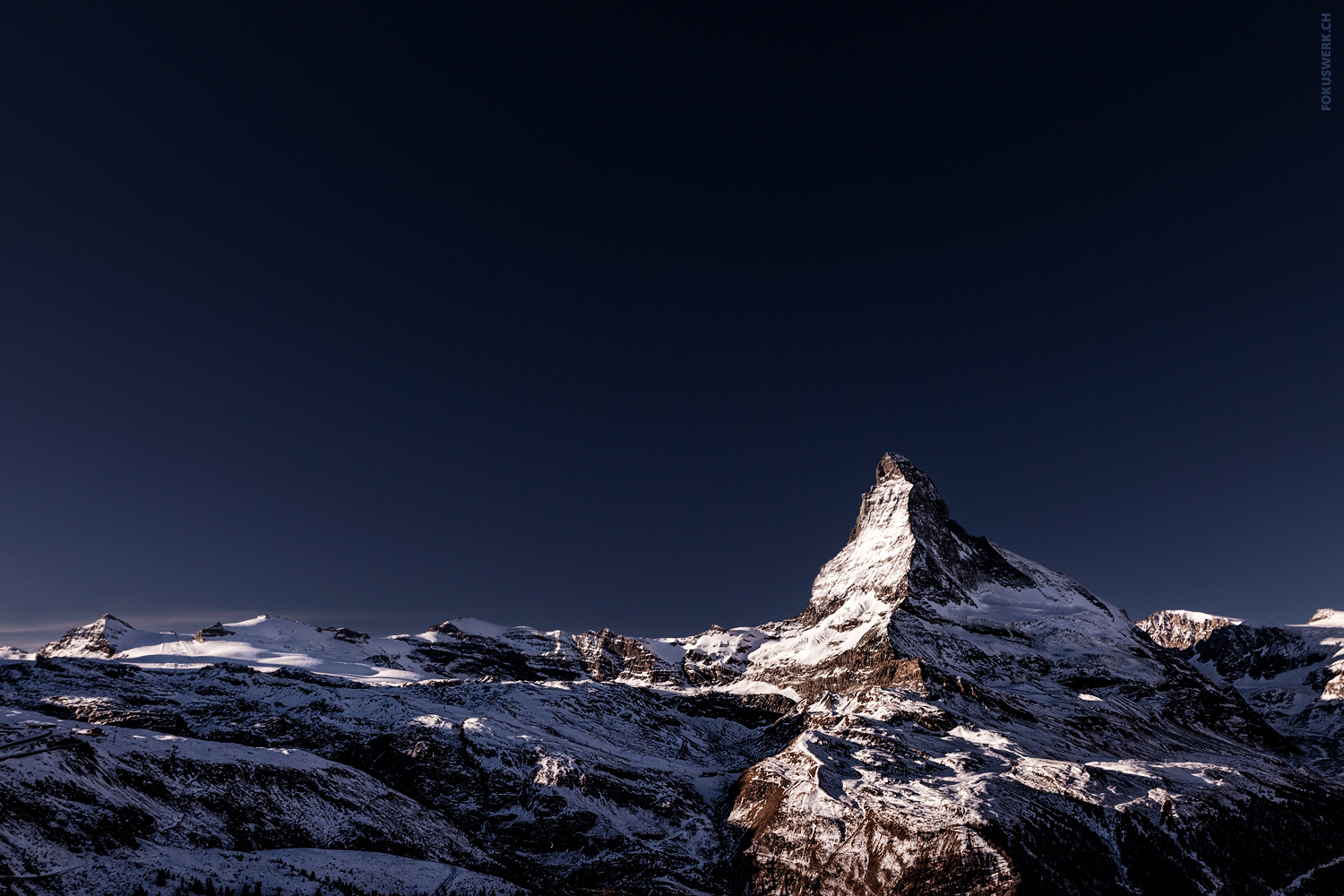 Dark blue sky over the Matterhorn